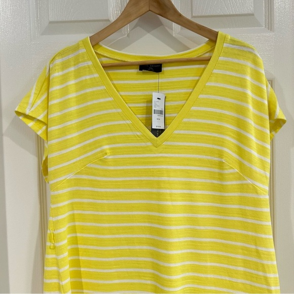 Lane Bryant Yellow Striped T Shirt Dress 14/16 NWT Cotton Short Sleeve V-Neck - Picture 7 of 16